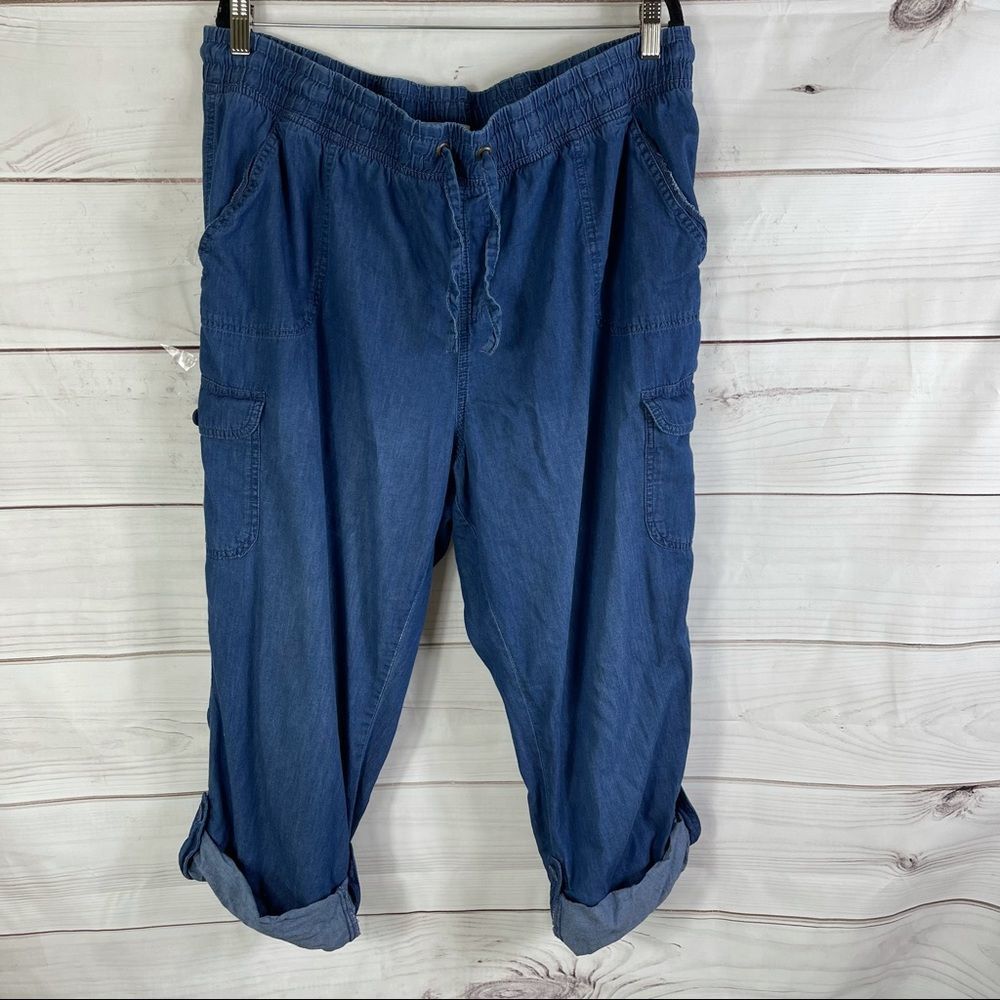 Woman Within Chambray Roll Up Capri Pants